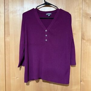 Roz & Ali Purple V-Neck Sweater